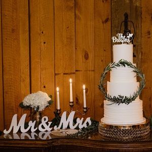 White Mr & Mrs wooden wedding decor